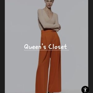 Zara: Bold Orange Wide-Leg Pants💥BRAND NEW